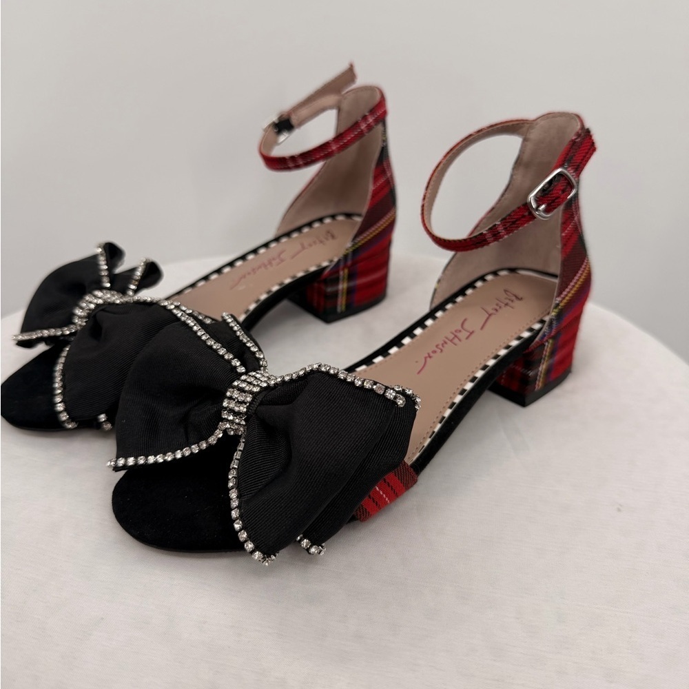 Betsey Johnson Girls Plaid Bow Heels – Size 3